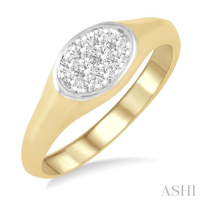 ASHI Oval Shape East-West Lovebright Essential Diamond Signet Ring 374M6PPFGYW