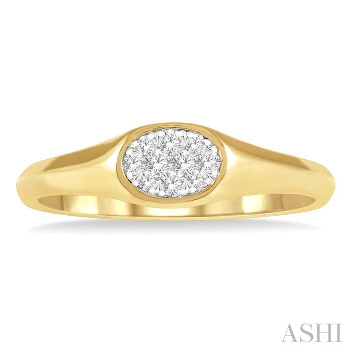 ASHI Oval Shape East-West Lovebright Essential Diamond Signet Ring 374M8PPFGYW