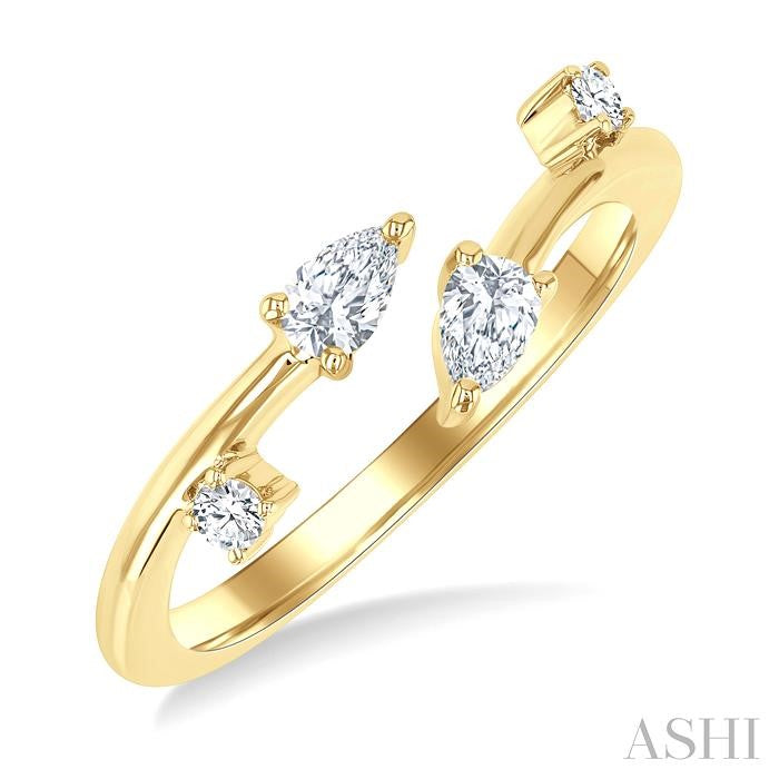 ASHI Pear Shape Diamond Fashion Open Ring 375E6PPFGYG