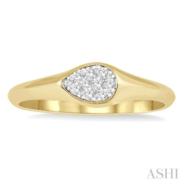 ASHI Pear Shape Lovebright Essential Diamond Signet Ring 375M8PPFGYW