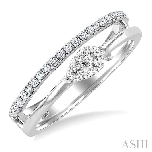 ASHI Pear Shape Double Row East-West Lovebright Diamond Fashion Ring 375N6PPTGWG-PR