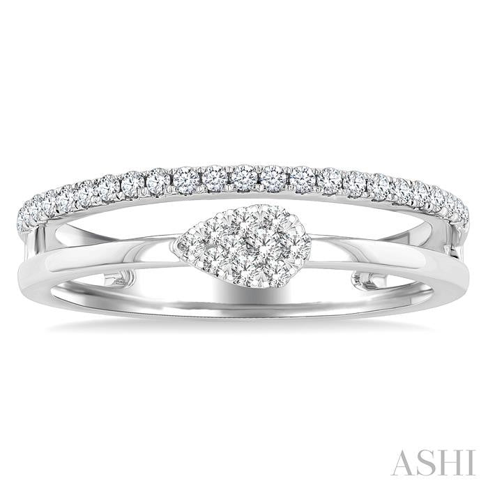 ASHI Pear Shape Double Row East-West Lovebright Diamond Fashion Ring 375N6PPTGWG-PR