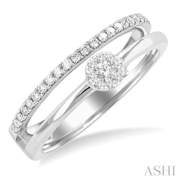 ASHI Round Shape Double Row Lovebright Diamond Fashion Ring 375N6PPTGWG-RD