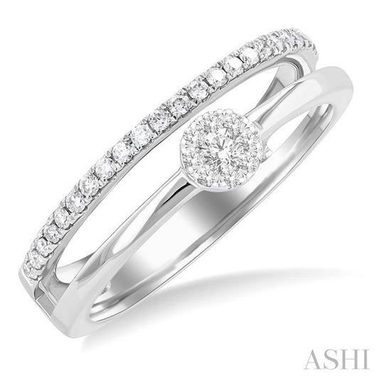 ASHI Round Shape Double Row Lovebright Diamond Fashion Ring 375N6PPTGWG-RD