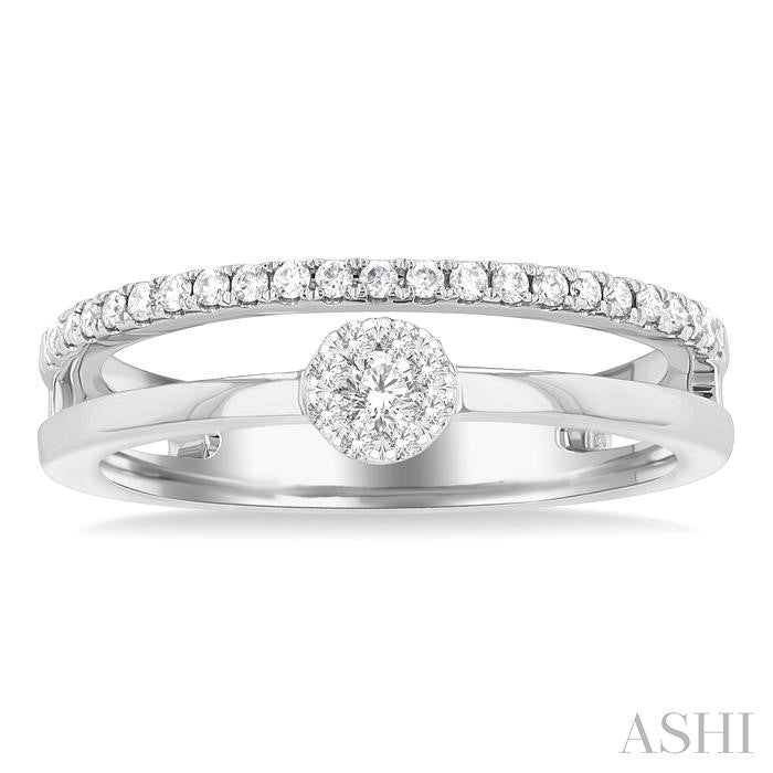 ASHI Round Shape Double Row Lovebright Diamond Fashion Ring 375N6PPTGWG-RD
