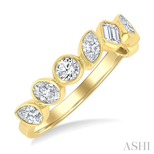 ASHI Mixed Shape Bezel Set Diamond Fashion Band 375V1PPFGYG