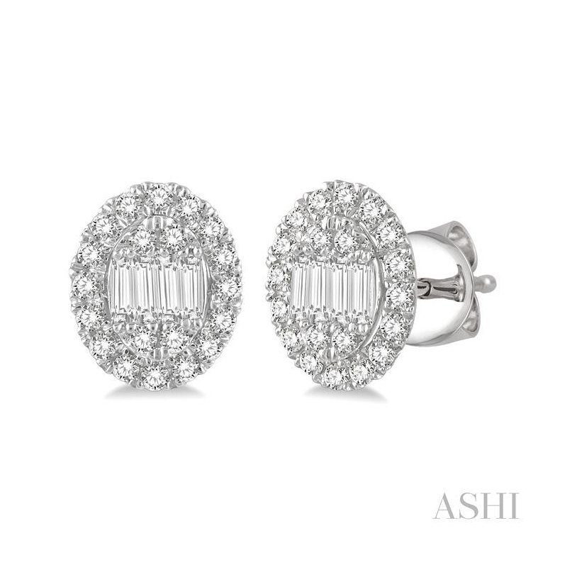 ASHI Oval Shape Halo Fusion Diamond Fashion Earrings 623B3PPFGERWG