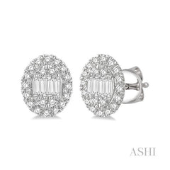 ASHI Oval Shape Halo Fusion Diamond Fashion Earrings 623B3PPFGERWG