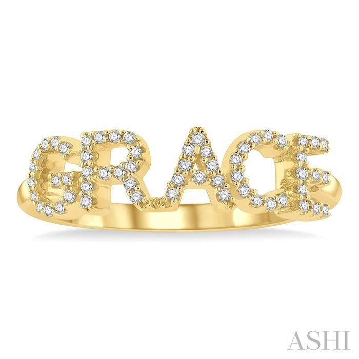 ASHI Block 'GRACE' Diamond Name Ring 376D7PPTSYG