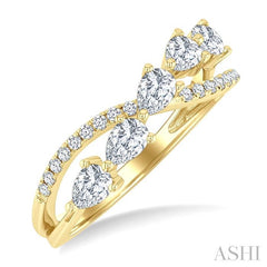 ASHI Pear Shape 5 Stone Criss Cross Diamond Fashion Ring 376F2PPFGYG