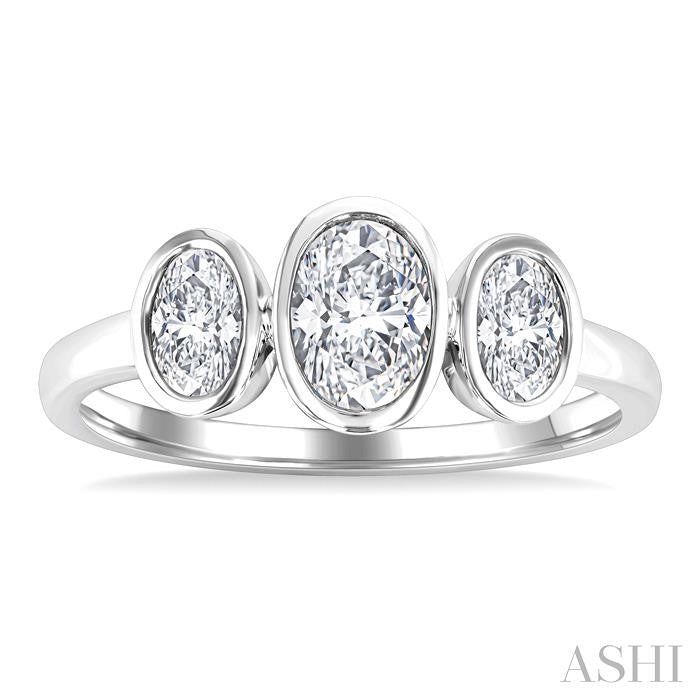 ASHI Oval Shape 3 Stone Diamond Fashion Ring 377V1PPFGWG