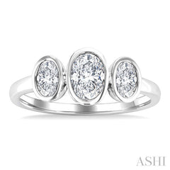 ASHI Oval Shape 3 Stone Diamond Fashion Ring 377V1PPFGWG