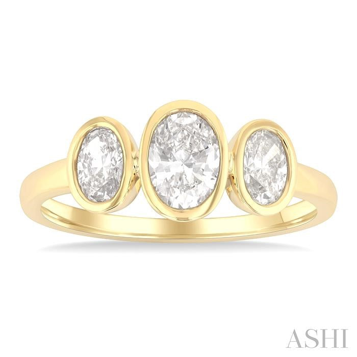 ASHI Oval Shape 3 Stone Diamond Fashion Ring 377V1PPFGYG