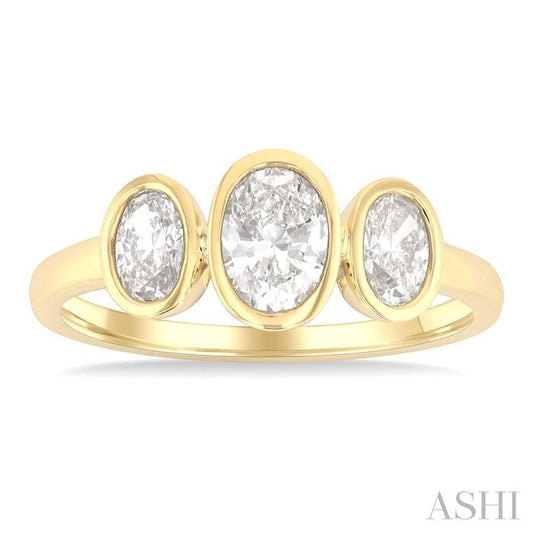 ASHI Oval Shape 3 Stone Diamond Fashion Ring 377V1PPFGYG