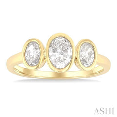 ASHI Oval Shape 3 Stone Diamond Fashion Ring 377V1PPFGYG