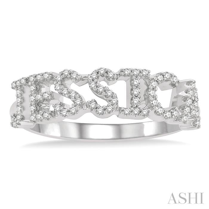 ASHI Block 'JESSICA' Diamond Name Ring 378D6PPTSWG