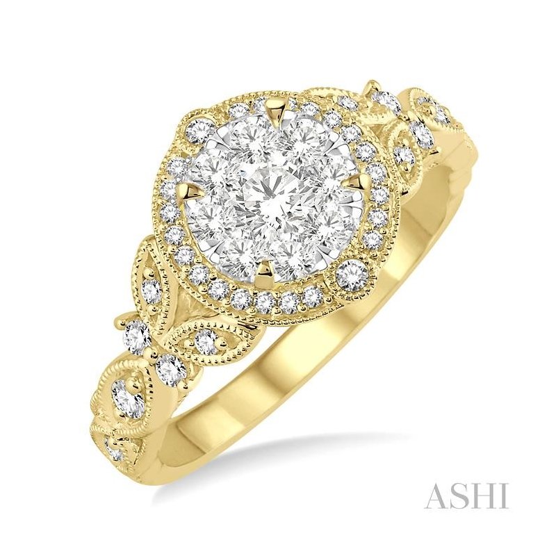 ASHI Round Shape Halo Lovebright Diamond Engagement Ring 140A3PPFVYW