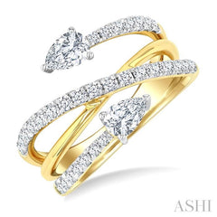 ASHI Pear Shape 2 Stone East-West Diamond Fashion Open Ring 379E1PPFGYG
