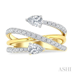 ASHI Pear Shape 2 Stone East-West Diamond Fashion Open Ring 379E1PPFGYG