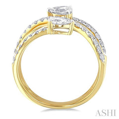 ASHI Pear Shape 2 Stone East-West Diamond Fashion Open Ring 379E1PPFGYG