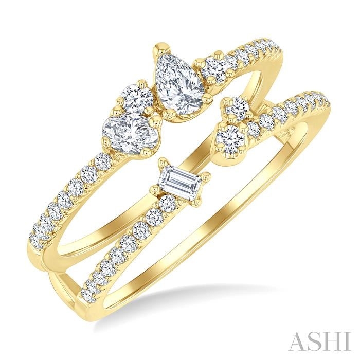ASHI Mixed Shape Diamond Fashion Open Ring 379G3PPFGYG