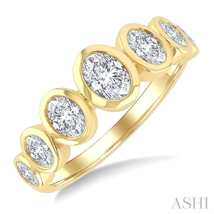ASHI Oval Shape 7 Stone Bezel Set Diamond Band 379X1PPFGYG
