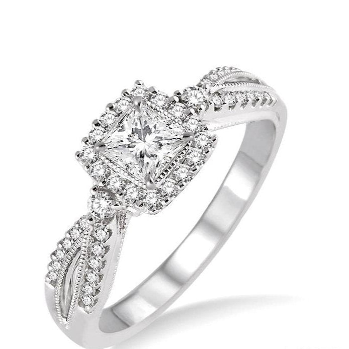 Parkplace Jewelers Princess Shape Semi-Mount Halo Diamond Engagement Ring 15846PPFHWG-SM