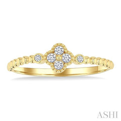 ASHI Bead Clover Petite Diamond Fashion Ring 385M8PPTGYG-CLV