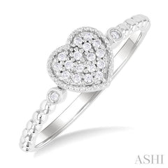 ASHI Bead Heart Shape Petite Diamond Fashion Ring 385M8PPTSWG-HT
