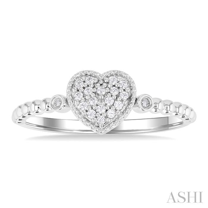 ASHI Bead Heart Shape Petite Diamond Fashion Ring 385M8PPTSWG-HT
