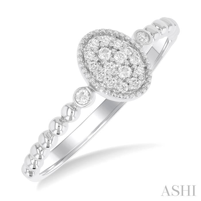 ASHI Bead Oval Shape Petite Diamond Fashion Ring 385M8PPTSWG-OV