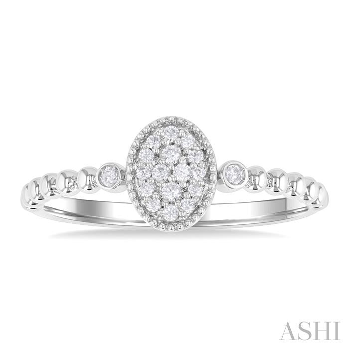 ASHI Bead Oval Shape Petite Diamond Fashion Ring 385M8PPTSWG-OV