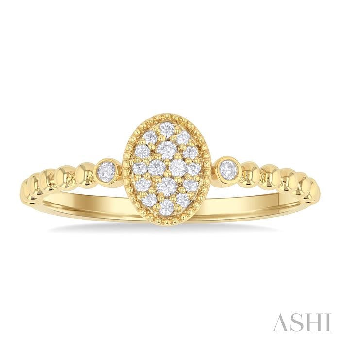 ASHI Bead Oval Shape Petite Diamond Fashion Ring 385M8PPTSYG-OV