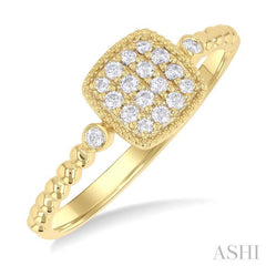 ASHI Bead Cushion Shape Petite Diamond Fashion Ring 385M8PPTSYG-SQ