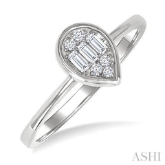 ASHI Pear Shape Bezel Set Petite Fusion Diamond Fashion Ring 386L8PPTGWG-PR