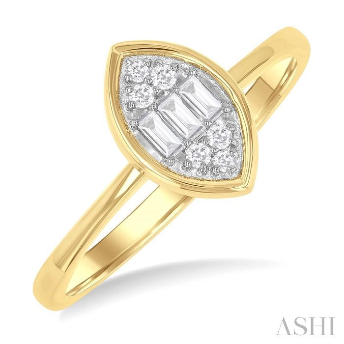 ASHI Marquise Shape Bezel Set Petite Fusion Diamond Fashion Ring 386L8PPTGYG-MQ