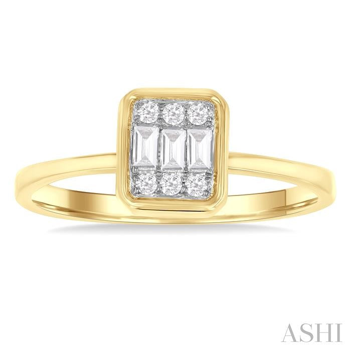 ASHI Emerald Shape Bezel Set Petite Fusion Diamond Fashion Ring 386L8PPTGYG-OC