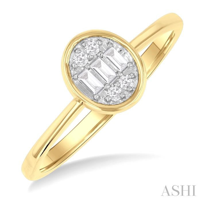 ASHI Oval Shape Bezel Set Petite Fusion Diamond Fashion Ring 386L8PPTGYG-OV