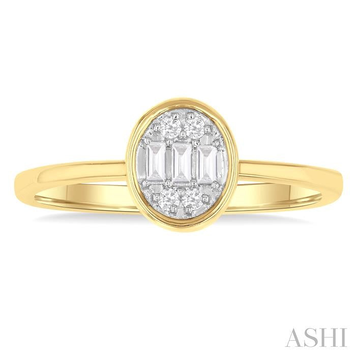 ASHI Oval Shape Bezel Set Petite Fusion Diamond Fashion Ring 386L8PPTGYG-OV