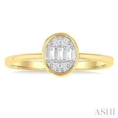 ASHI Oval Shape Bezel Set Petite Fusion Diamond Fashion Ring 386L8PPTGYG-OV