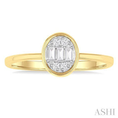 ASHI Oval Shape Bezel Set Petite Fusion Diamond Fashion Ring 386L8PPTGYG-OV