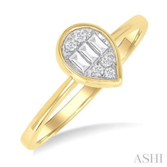 ASHI Pear Shape Bezel Set Petite Fusion Diamond Fashion Ring 386L8PPTGYG-PR