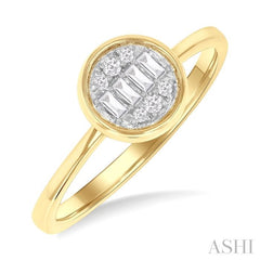 ASHI Round Shape Bezel Set Petite Fusion Diamond Fashion Ring 386L8PPTGYG-RD
