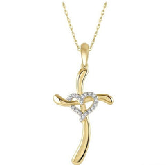 Parkplace Jewelers Cross & Heart Shape Diamond Pendant 961A9PPTSPDYG