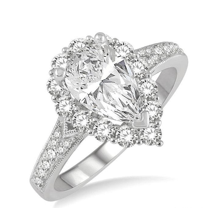 Parkplace Jewelers Pear Shape Semi-Mount Halo Diamond Engagement Ring 220J3PPFHWG-SM