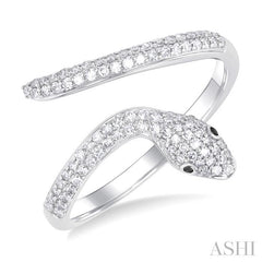 ASHI Snake Petite Black Diamond Fashion Open Ring 387K5PPTSWG