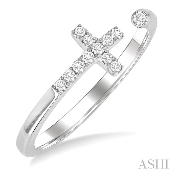 ASHI Cross Petite Diamond Fashion Open Ring 387L8PPTGWG