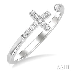 ASHI Cross Petite Diamond Fashion Open Ring 387L8PPTGWG