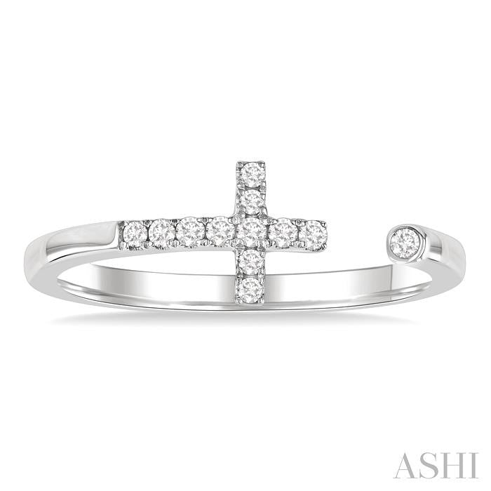 ASHI Cross Petite Diamond Fashion Open Ring 387L8PPTGWG