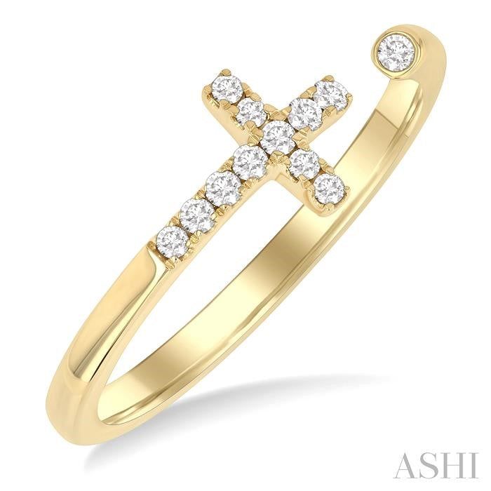 ASHI Cross Petite Diamond Fashion Open Ring 387L8PPTGYG